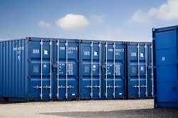 Cargo containers in storage yard